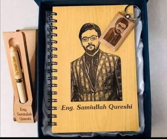 Personalised Wooden Diary  + Wooden Keychain + Premium Quality Wooden Pen Holder/Box With Wooden Pen